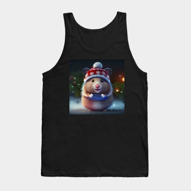 Cute Christmas Hamster Tank Top by Art8085